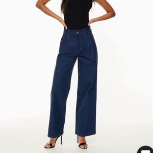 Denim Forum The Belinda Hi-Rise Wide Jeans Women’s Size 32 Blue Pleated Zip Fly